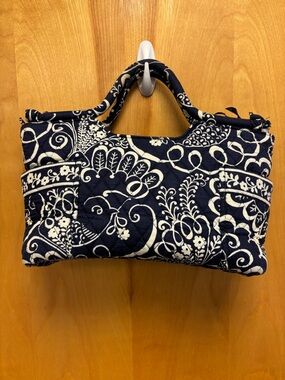 Vera Bradley Navy and White Quilted Floral Handbag